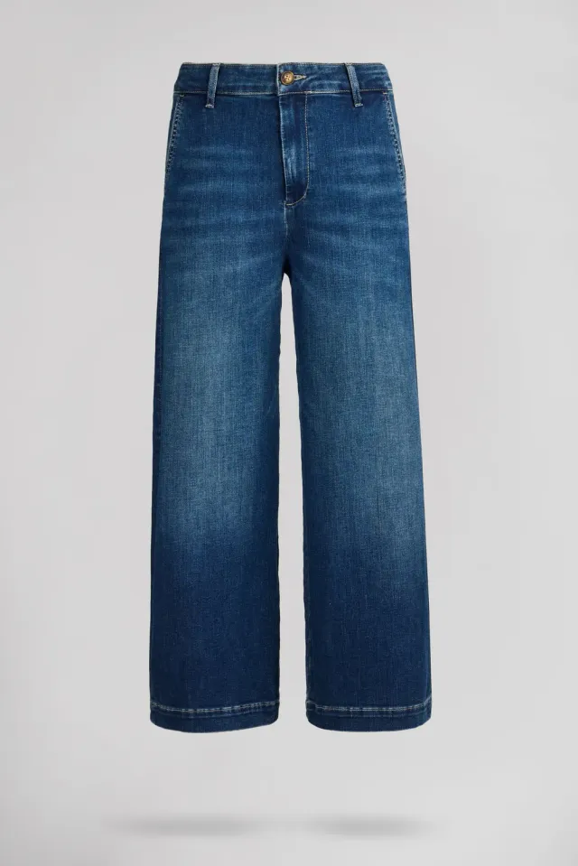 Teddy Smith P-Louisa Crop jeans donna blu wide leg