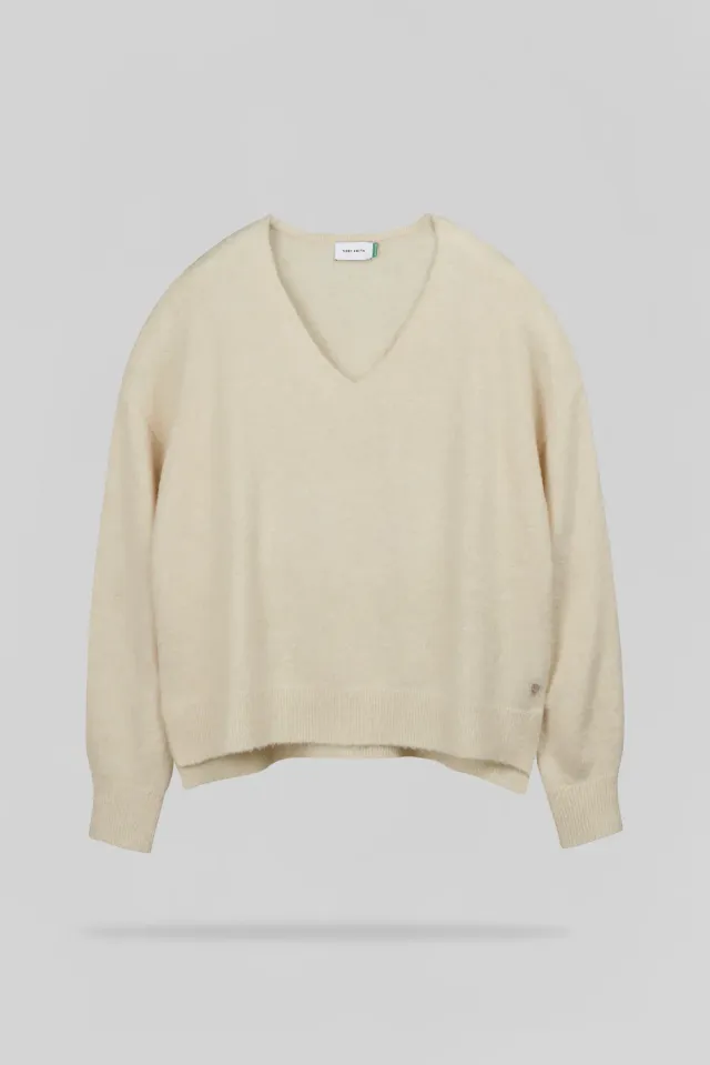 Teddy Smith P-Billie Beige Chiné Maglione Donna Scollo V Ampio