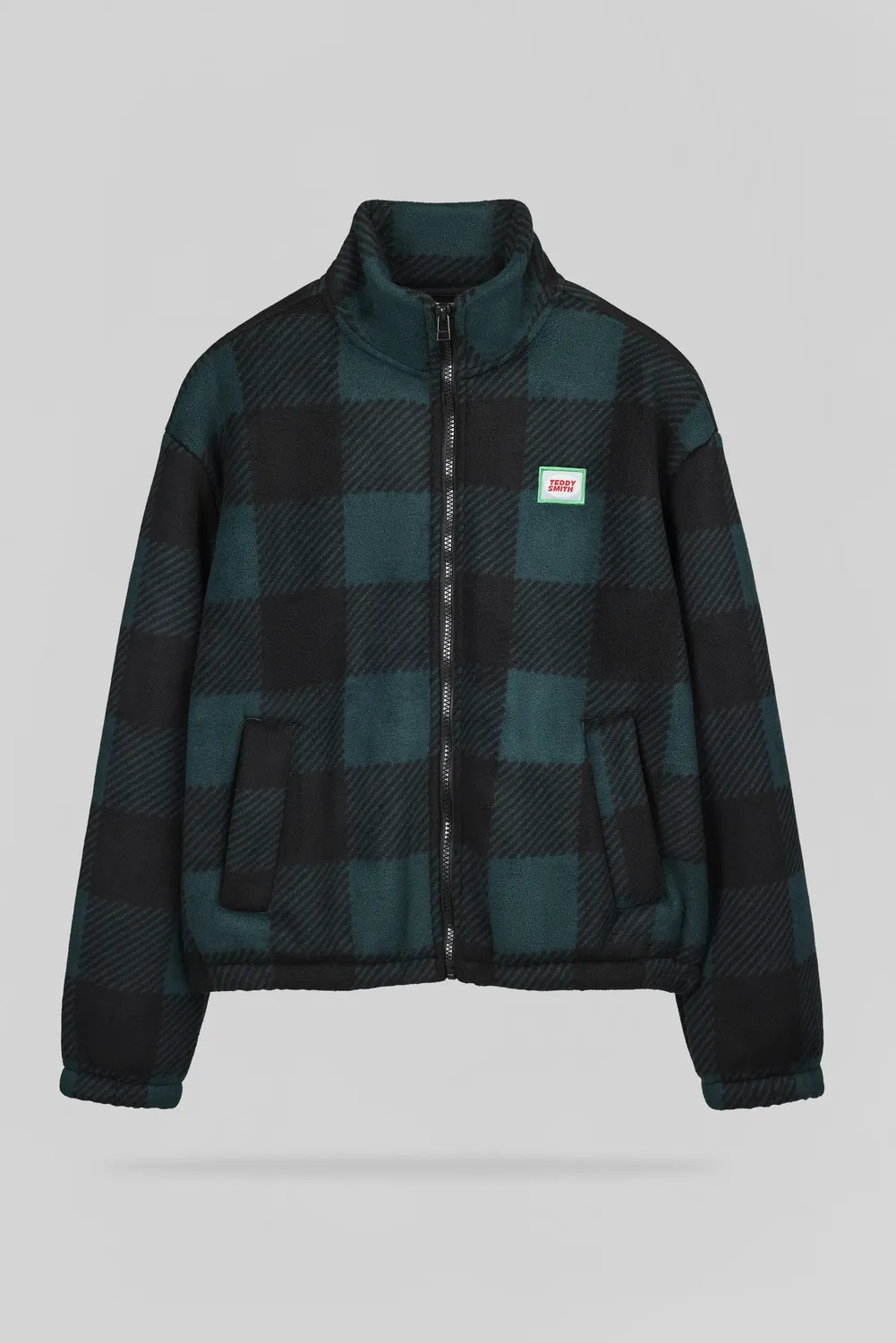 Teddy Smith B-Charles Jr Pile Ragazzo Verde Pino Quadri Sherpa