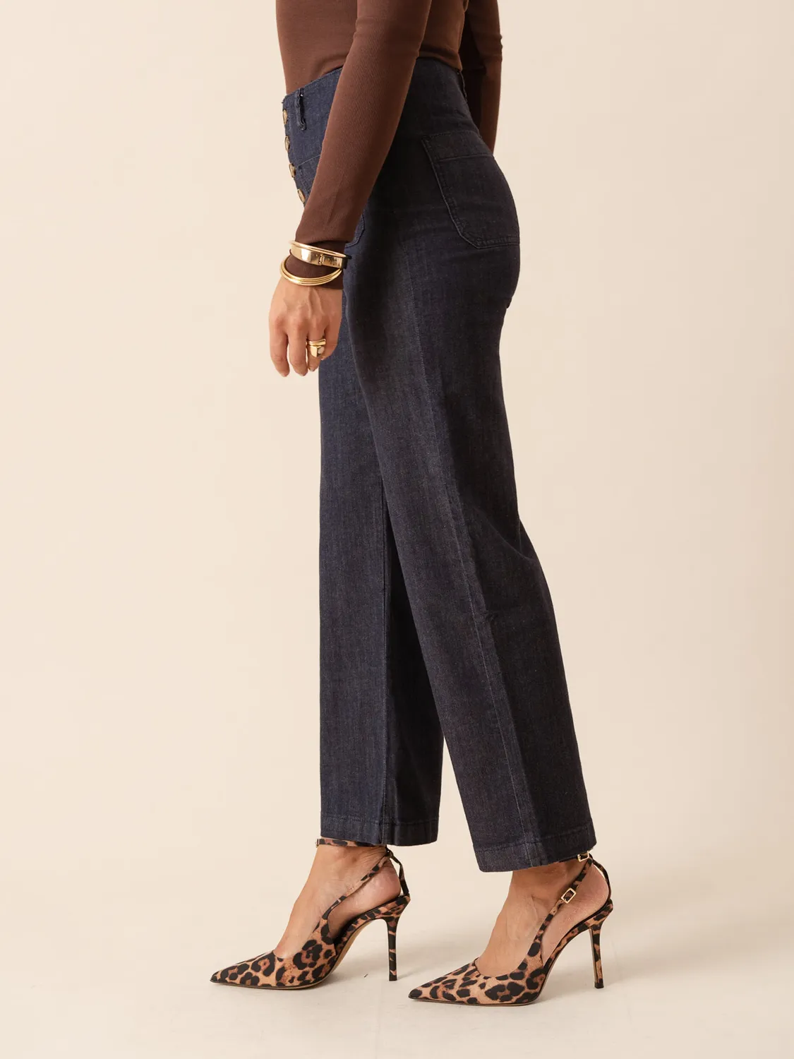 Oraije Stan jeans wide grezzi in cotone
