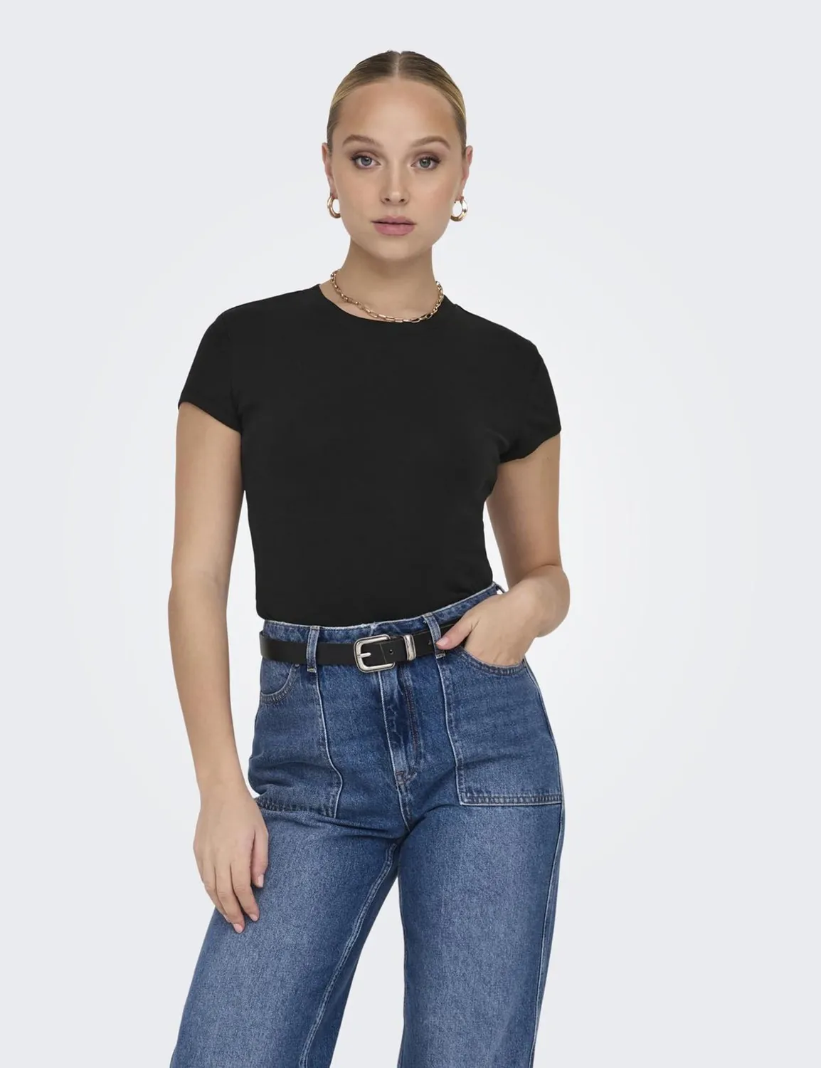 ONLY Onlelina Neck Short Top S/S Jrs Noos maglietta scollo rotondo