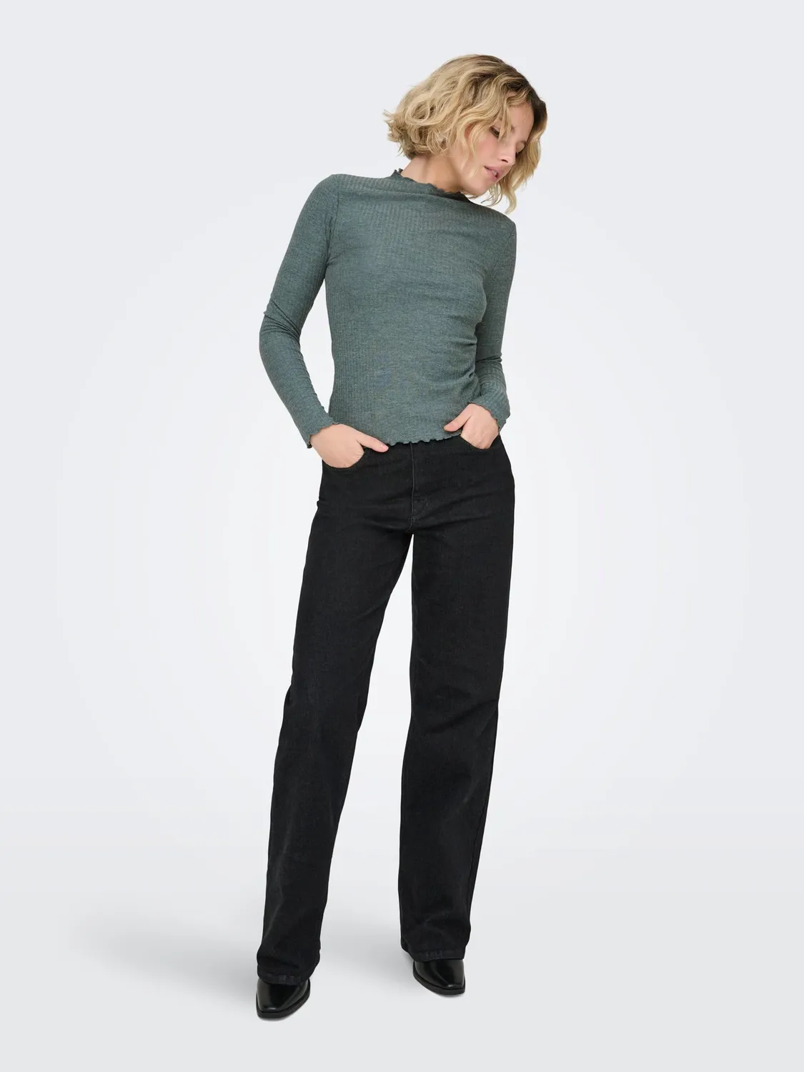 ONLY Onlemma top donna maniche lunghe scollo alto