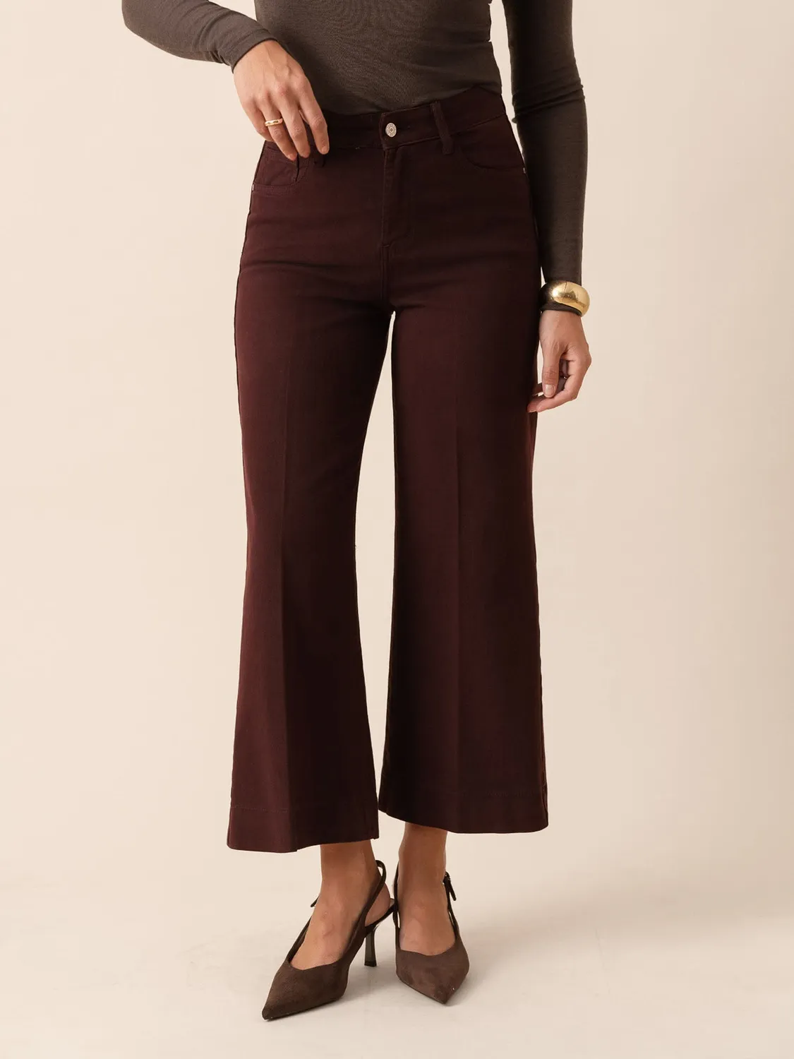 Oraije Windy jeans wide bordeaux per petite