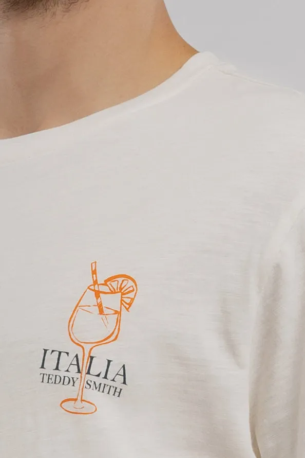 Teddy Smith T-Italio T-Shirt Uomo Bianca Stampa