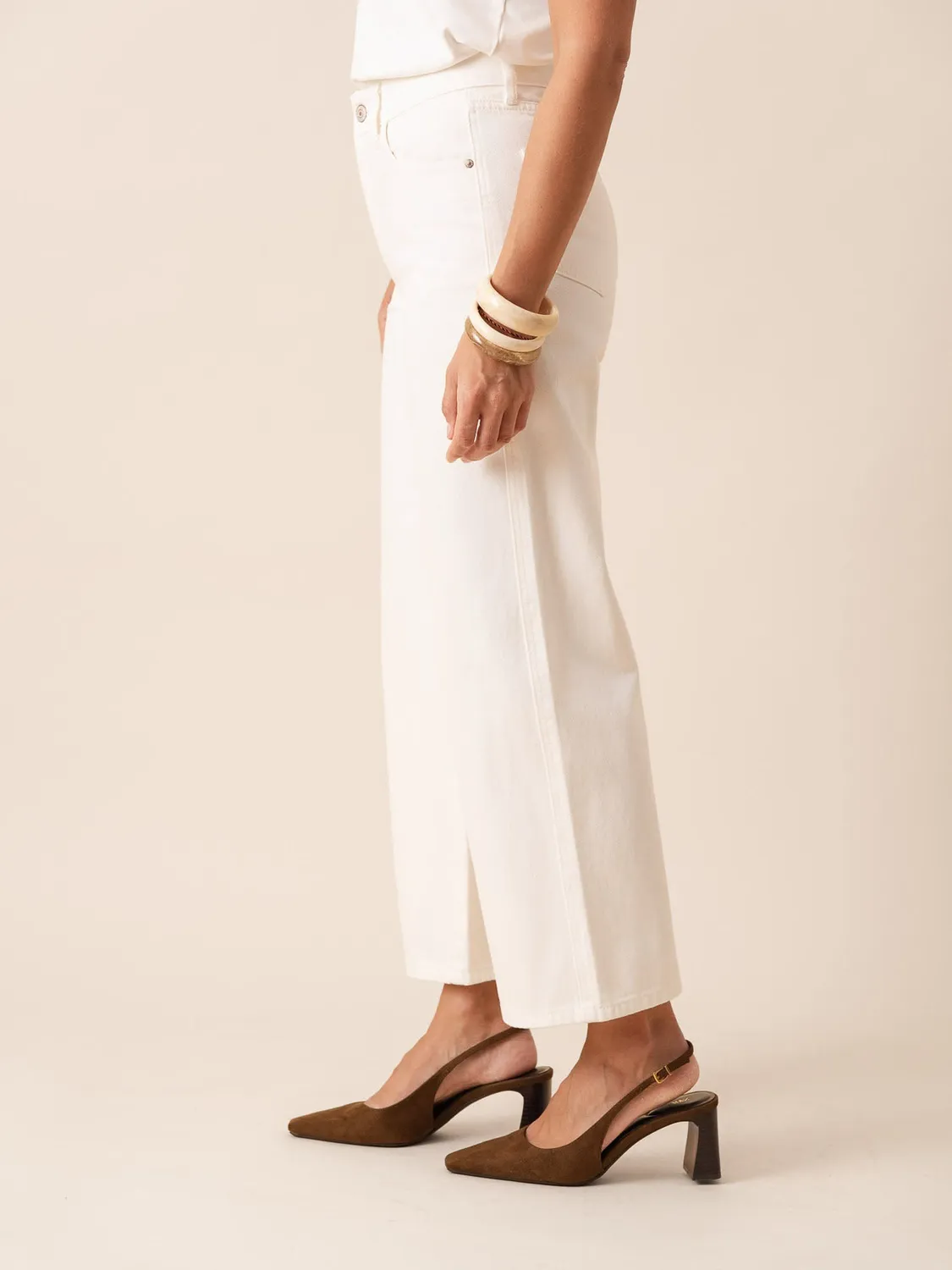 Oraije Colombe Jeans Wide Donna Bianchi Cinturati