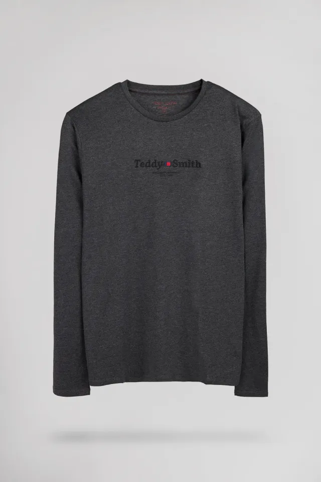 Teddy Smith T-Jim t-shirt uomo nero manica lunga cotone