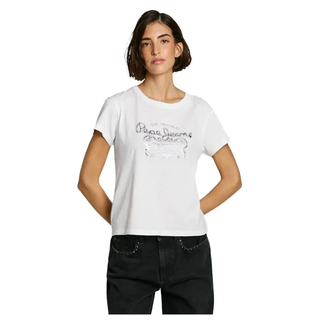 Pepe Jeans Rosabella Maglietta Donna M Bianca Logo
