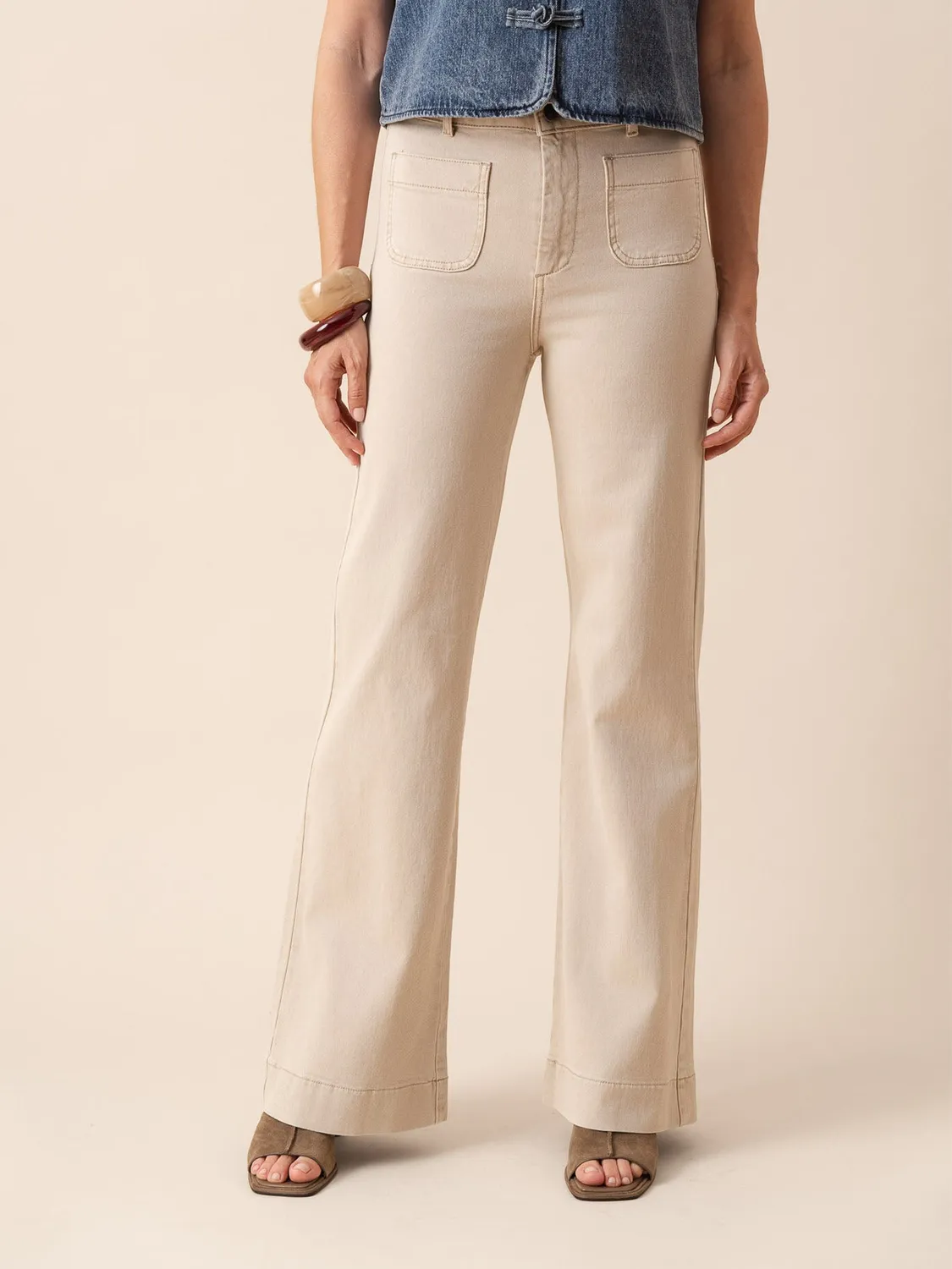 Oraije Elena jeans flare taupe cotone