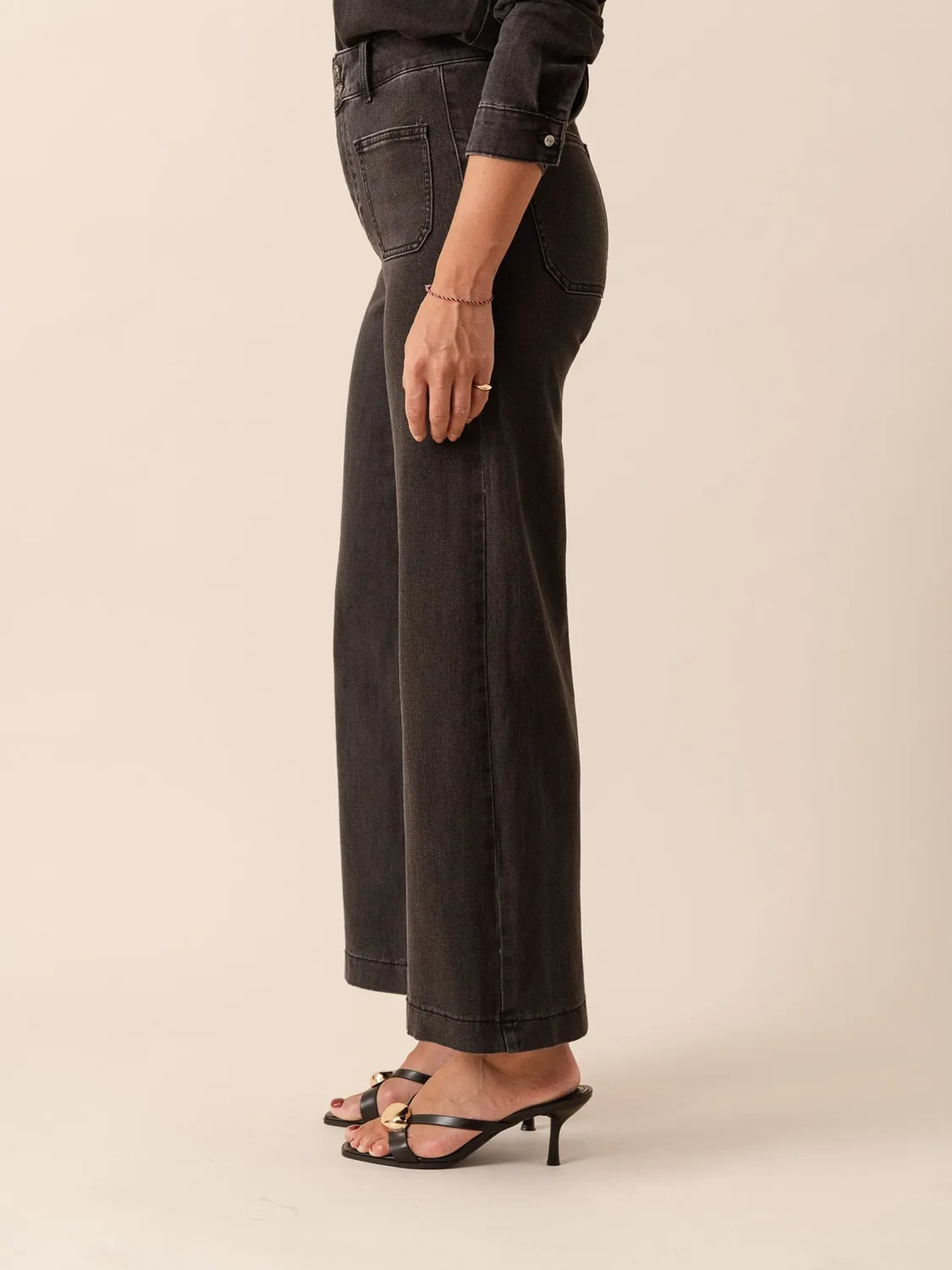 Oraije Violette jeans wide grigio scuro vintage
