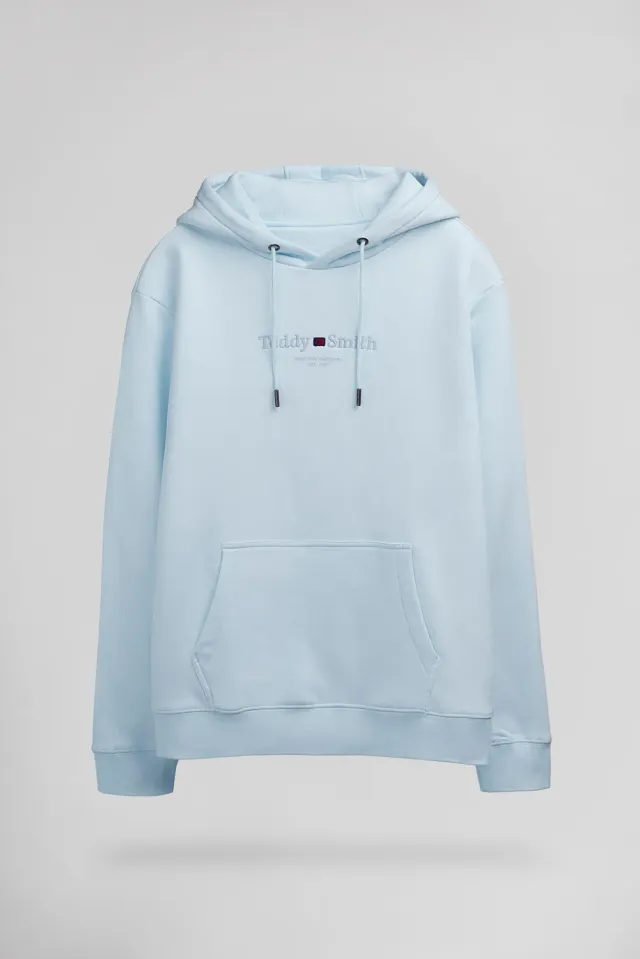 Teddy Smith S-Jim Hoody felpa cappuccio azzurro uomo