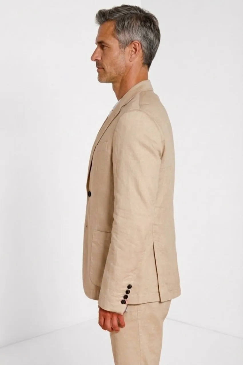 Mason's Da Vinci blazer uomo beige twill lino cotone