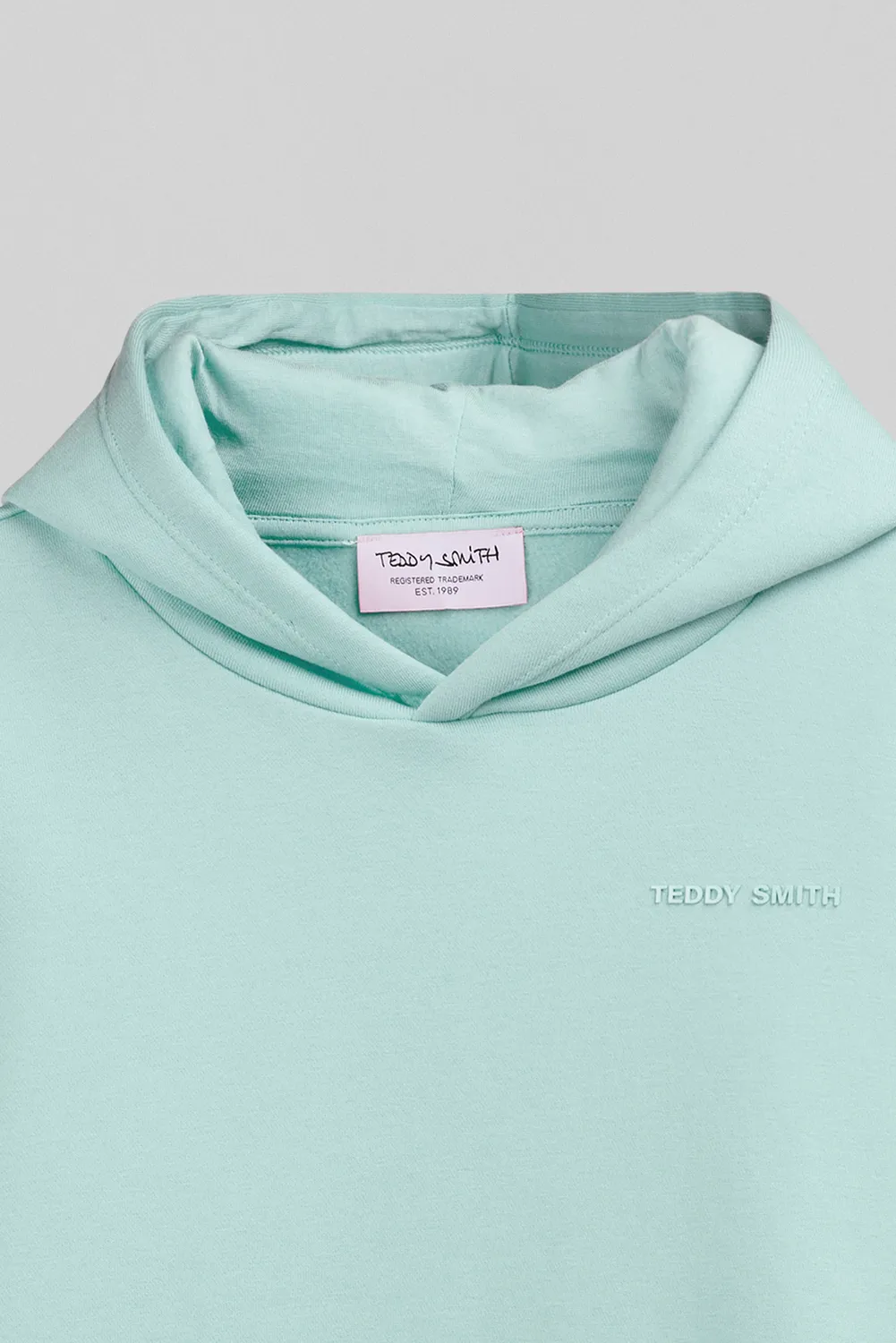 Teddy Smith S-Nark felpa ragazzo cappuccio azzurra cotone