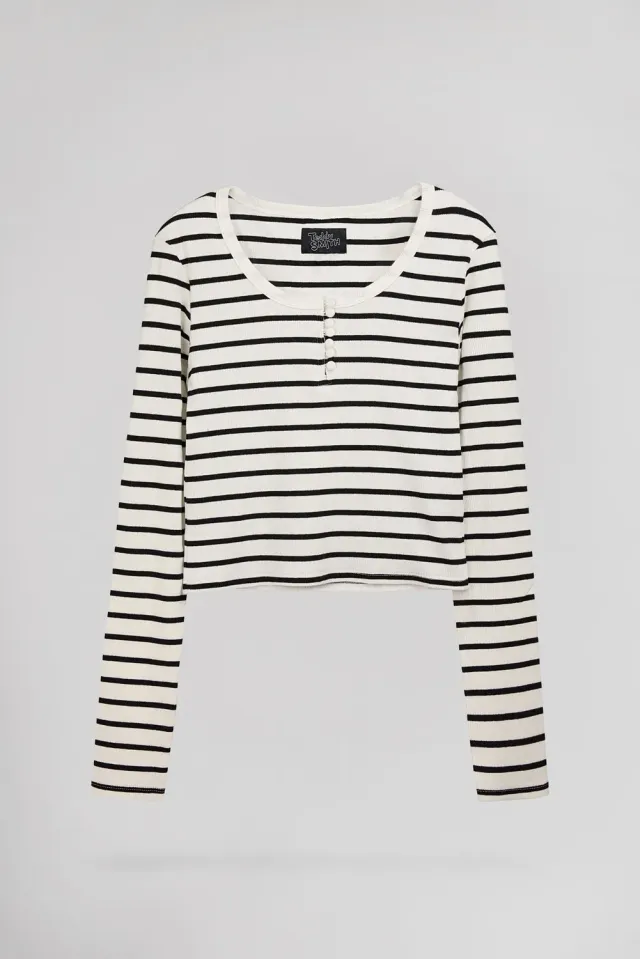 Teddy Smith T-Arya ML t-shirt manica lunga middle white righe