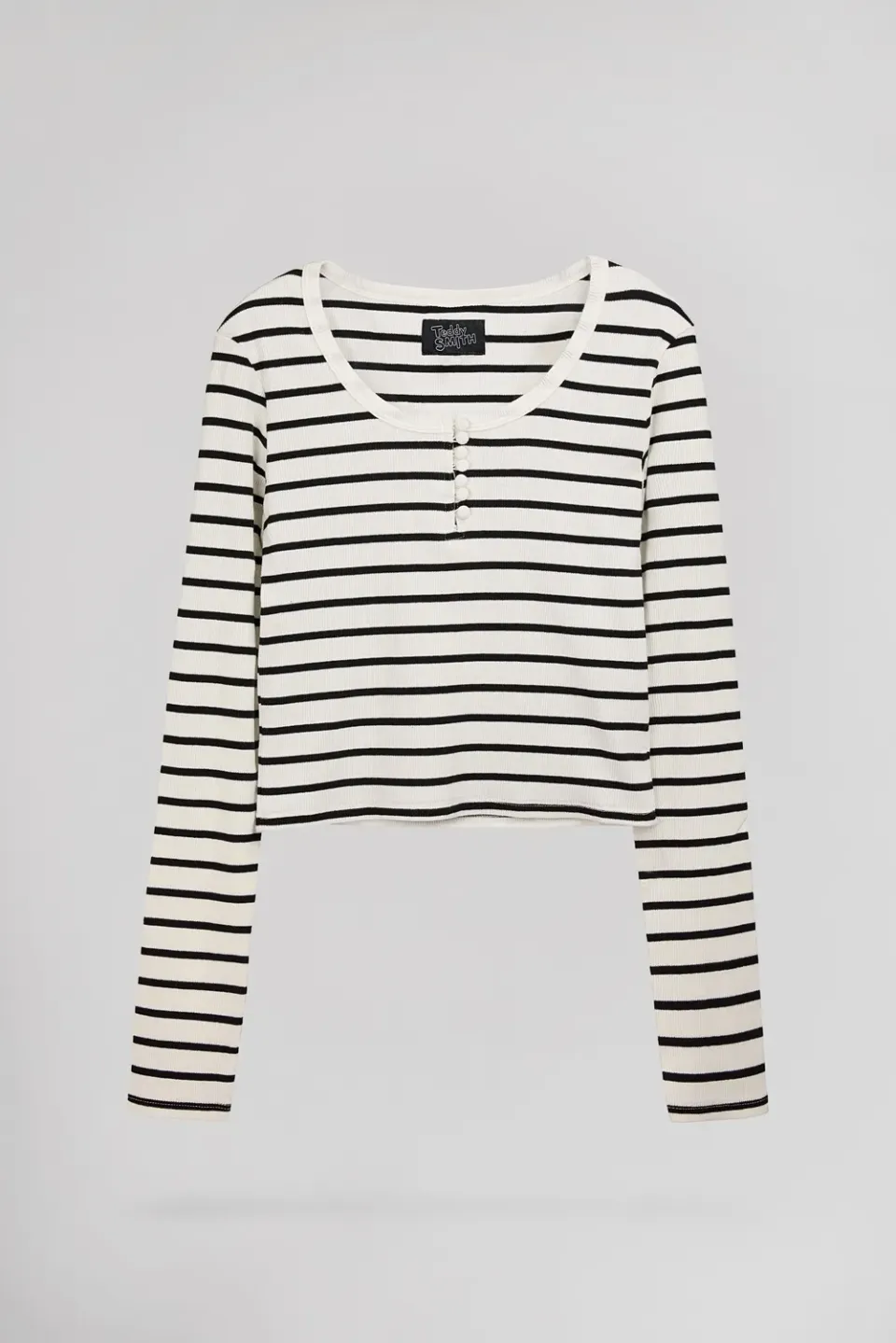 Teddy Smith T-Arya ML t-shirt manica lunga middle white righe