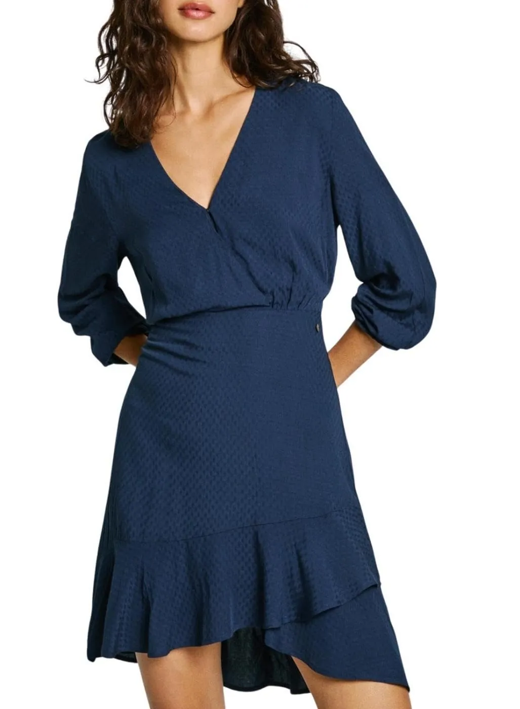 Pepe Jeans Kendall vestito donna blu corto scollo a V