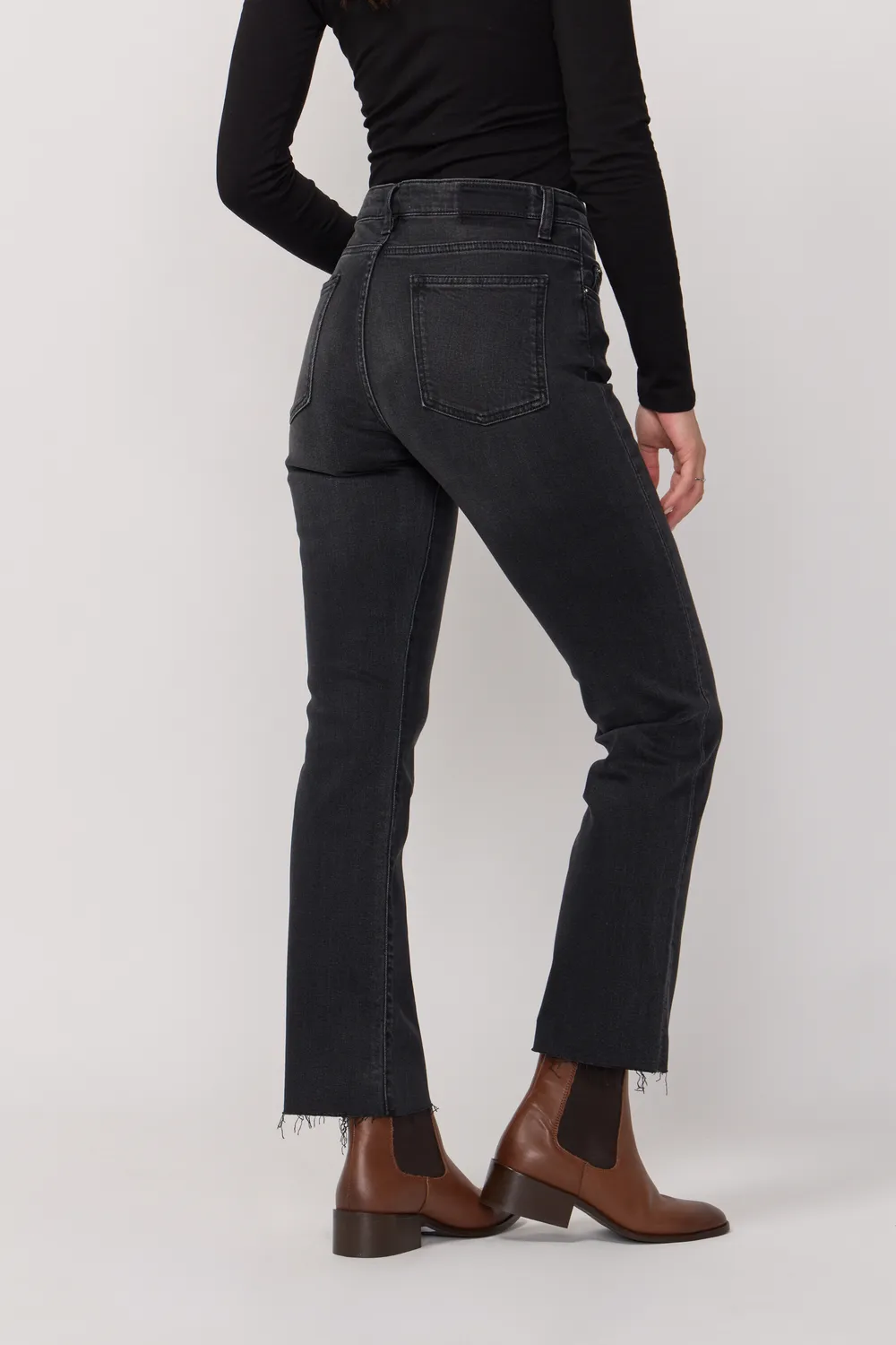 Acquaverde Cara pantaloni bootcut Black Vintage vita alta
