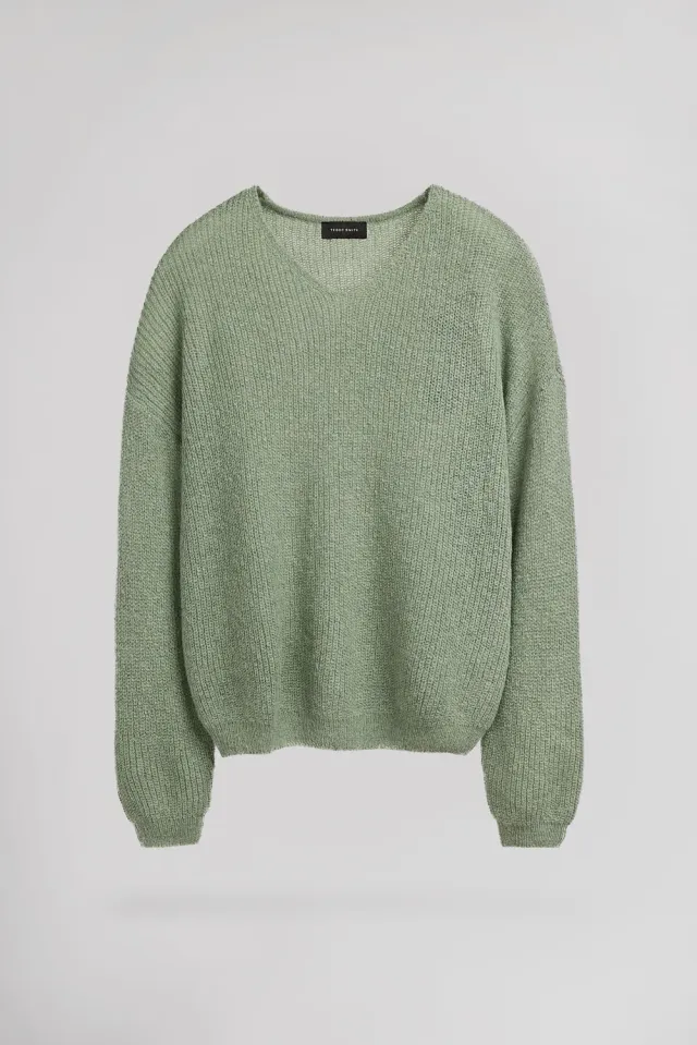 Teddy Smith P-Mag Jr maglione bambina verde scollo V