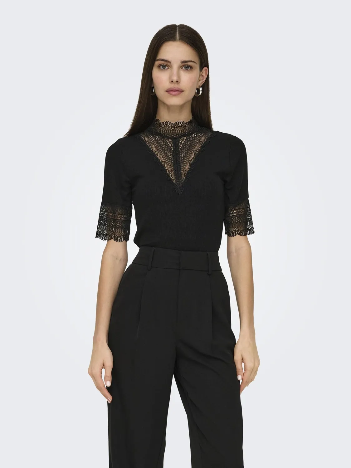 ONLY Onltilde Highneck Top Nero XS Manica Corta