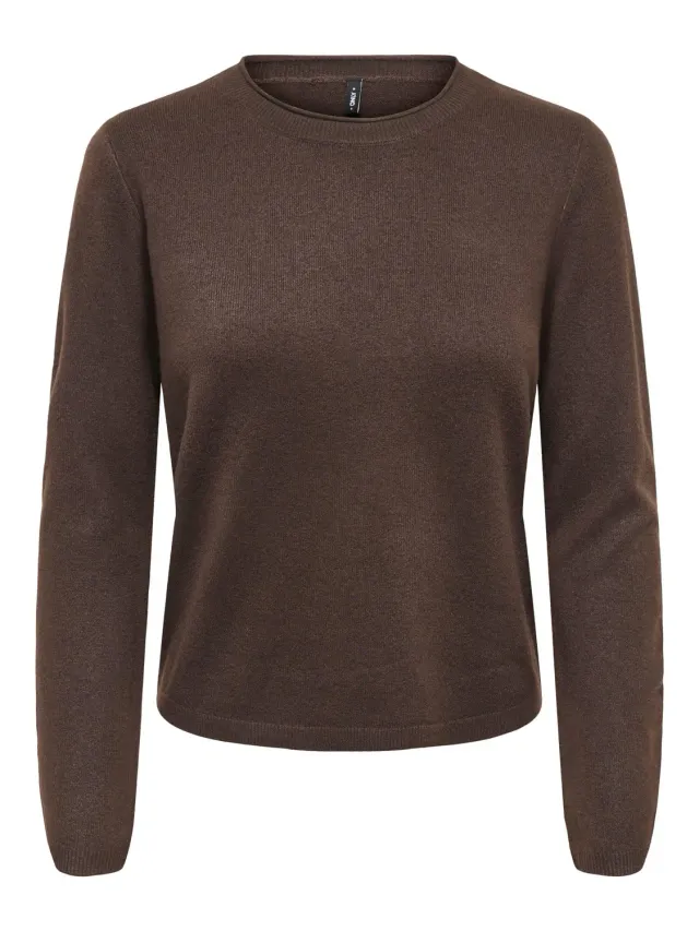 ONLY Onlloyal LS Oneck maglia marrone torta cioccolato