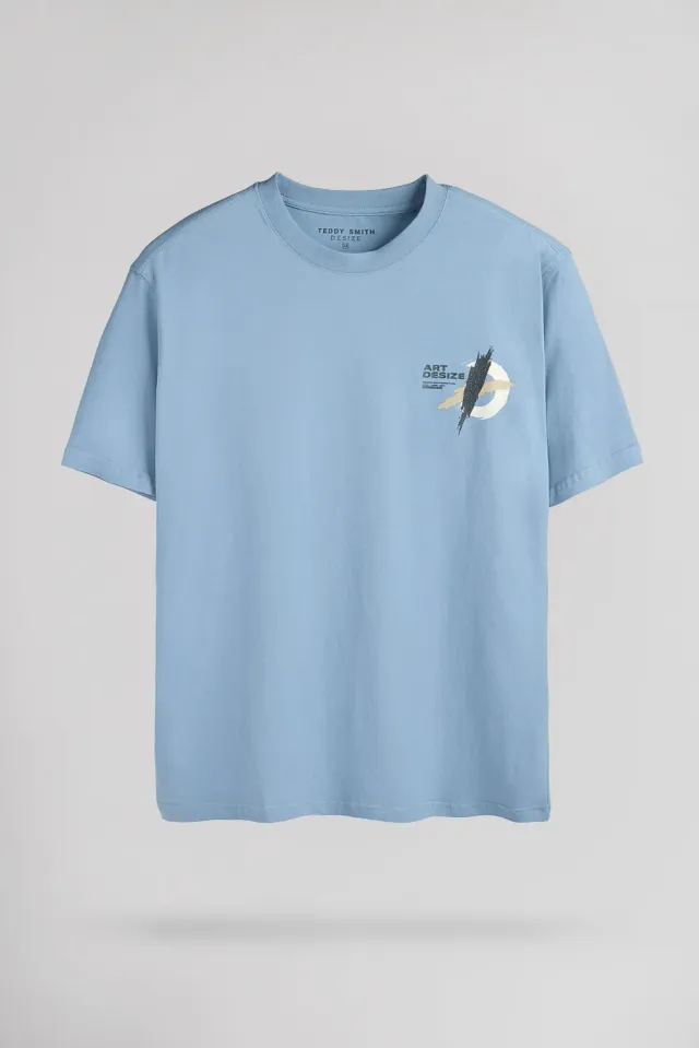 Teddy Smith T-Stock t-shirt blu grigio uomo ampia