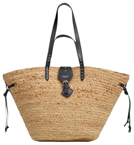 Pepe Jeans Pamela Coast shopper donna nera paglia