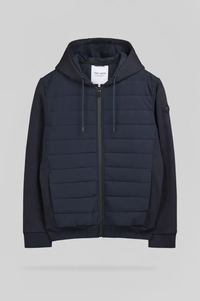 Teddy Smith G-Leon Zip Gilet Uomo con Cappuccio Blu Trapuntato