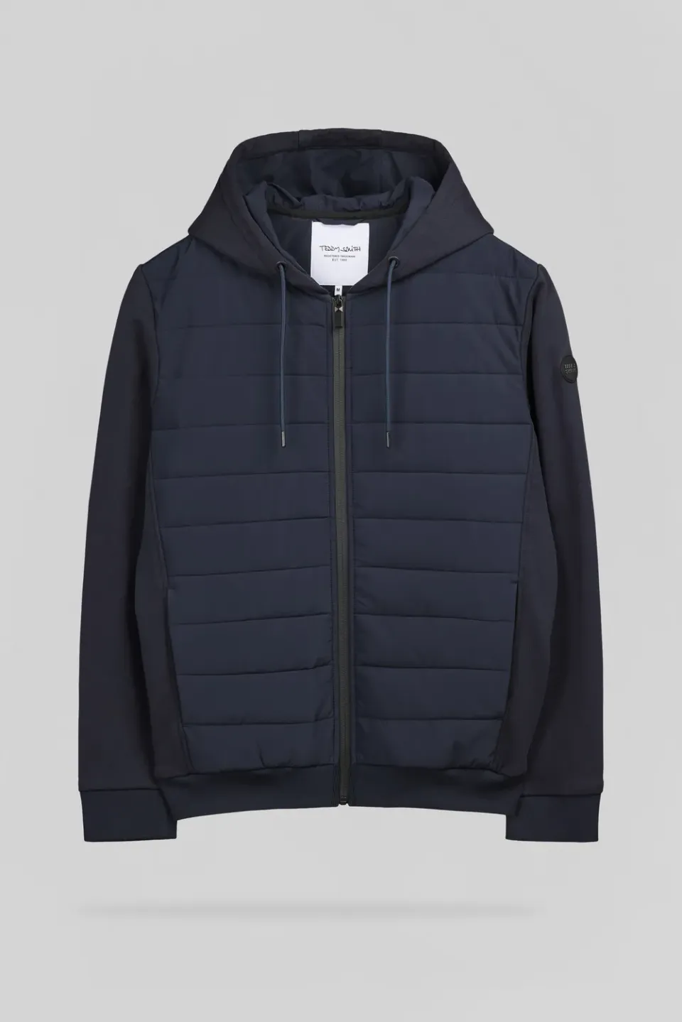Teddy Smith G-Leon Zip Gilet Uomo con Cappuccio Blu Trapuntato
