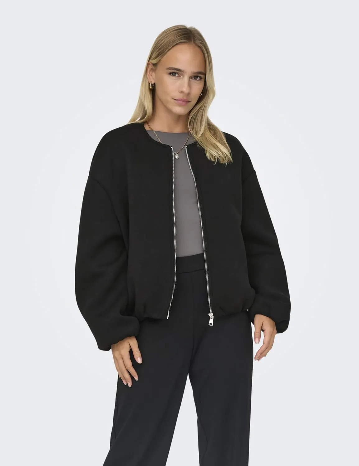ONLY Onlellie giacca scuba donna nera zip