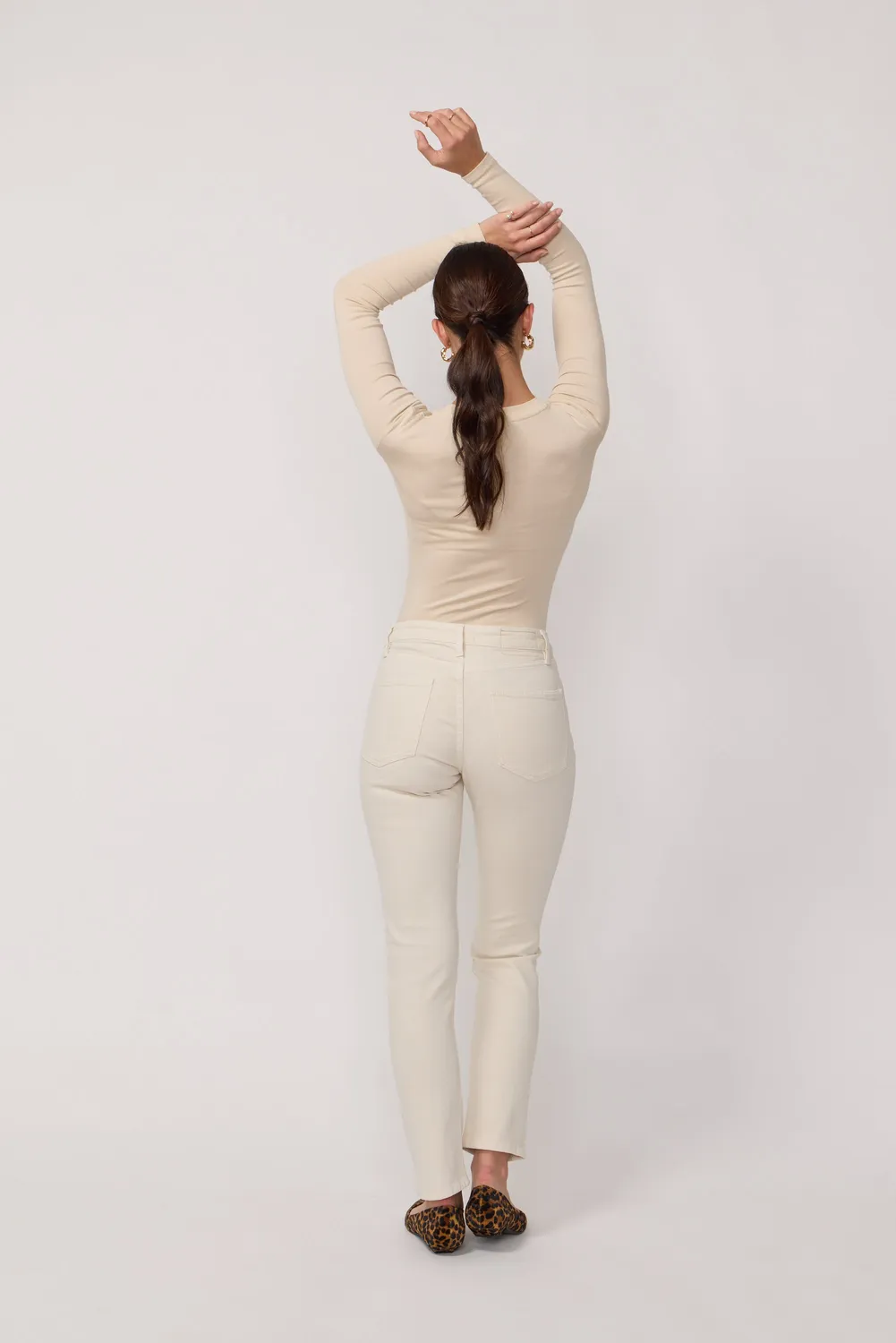 acquaverde Crystal Cream jeans slim vita media