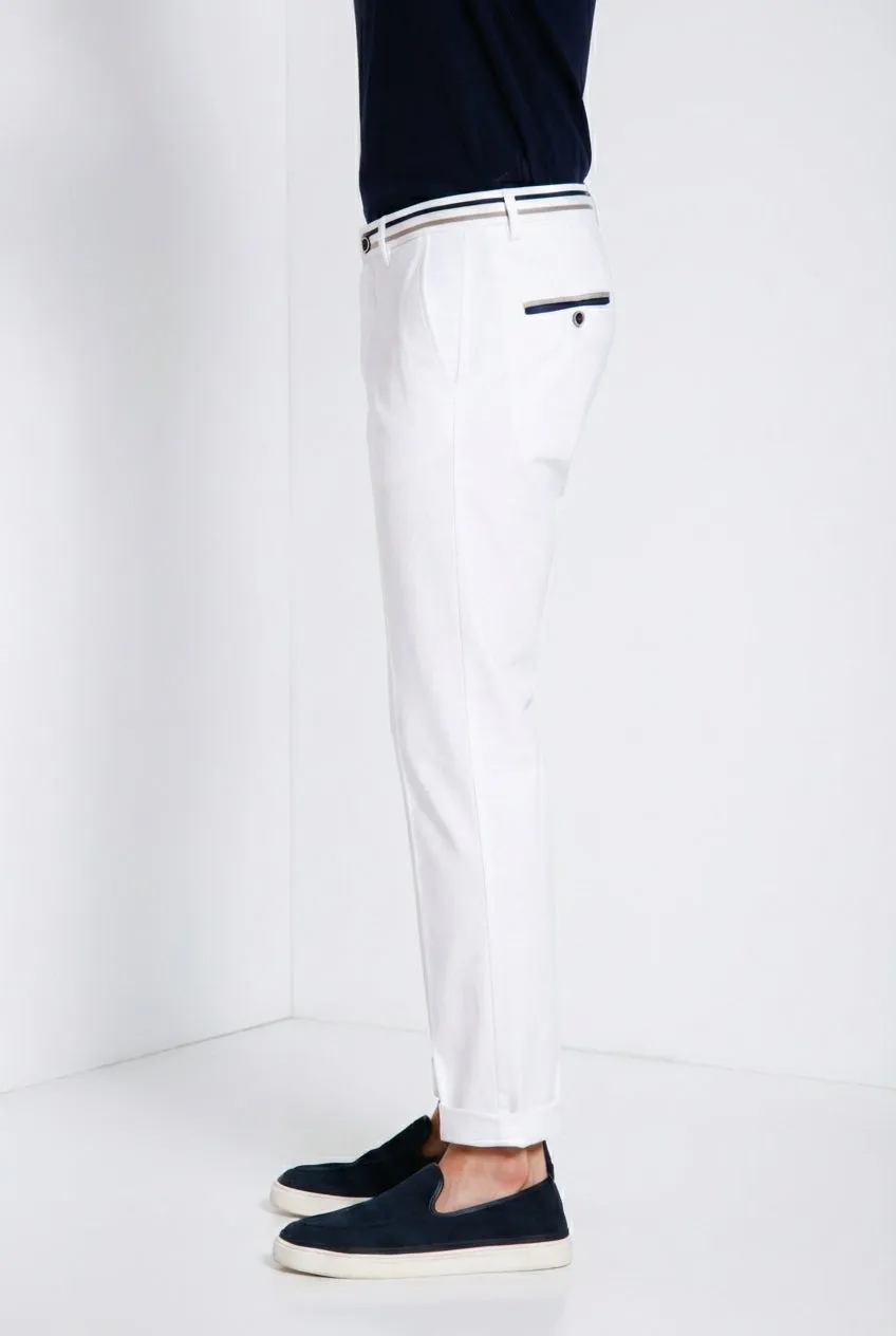 Mason's Torino Summer pantalone chino uomo bianco slim fit