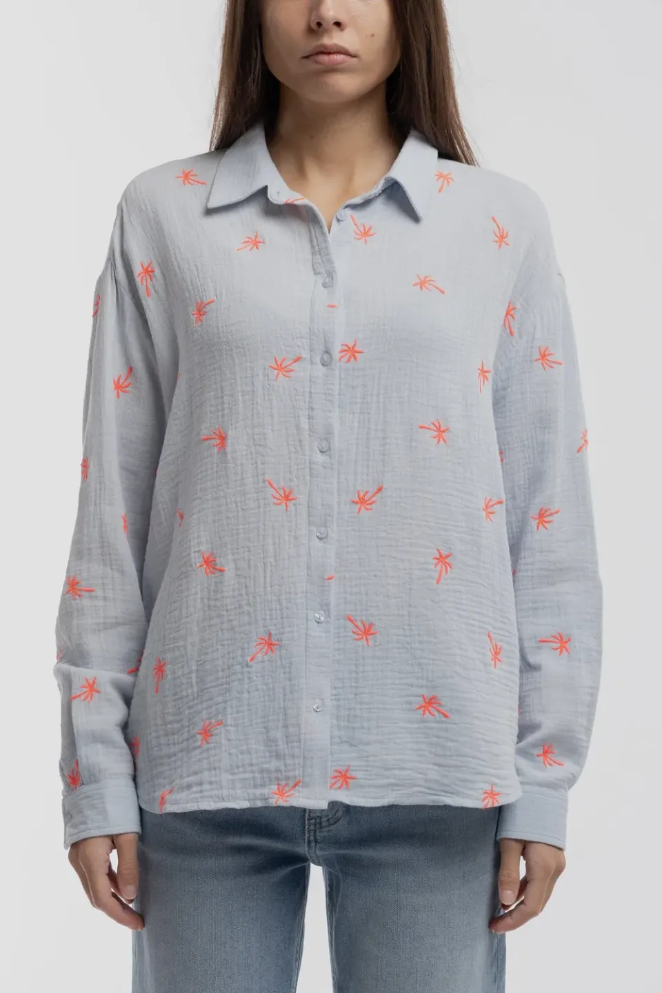 Teddy Smith C-Livana ML camicia azzurra palme donna