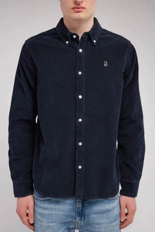 Teddy Smith C-Elton ML camicia velluto blu navy uomo