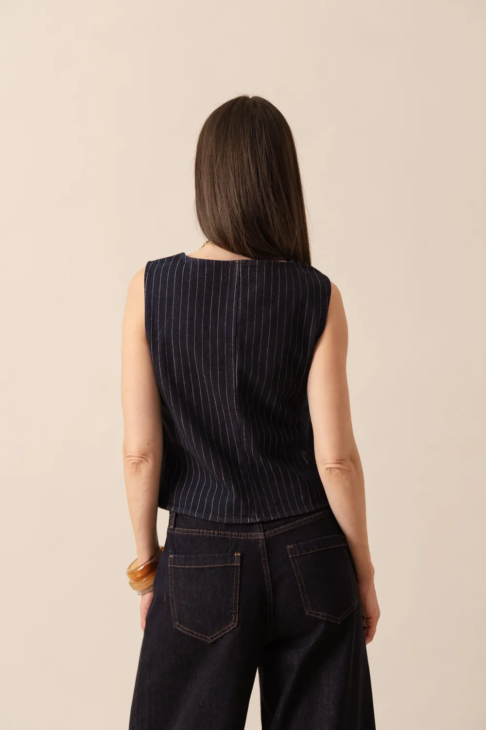 Oraije Tom giacca denim rigato grezzo cotone