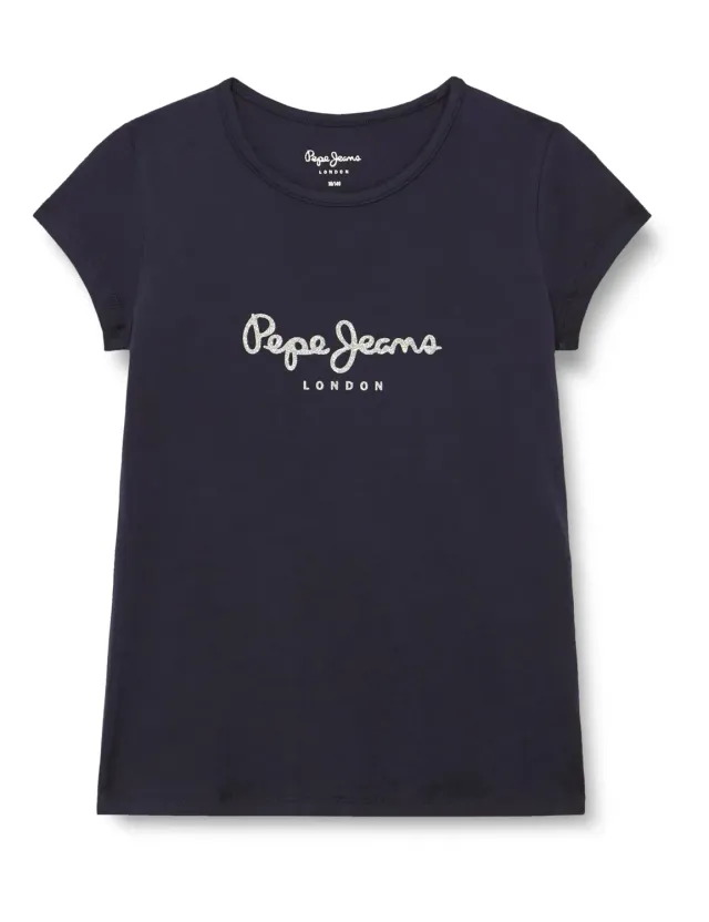 Pepe Jeans Hana Glitter T-Shirt Bambina Ecru Scuro