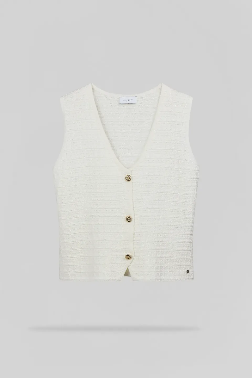 Teddy Smith G-Millie gilet donna bianco maglia testurizzata