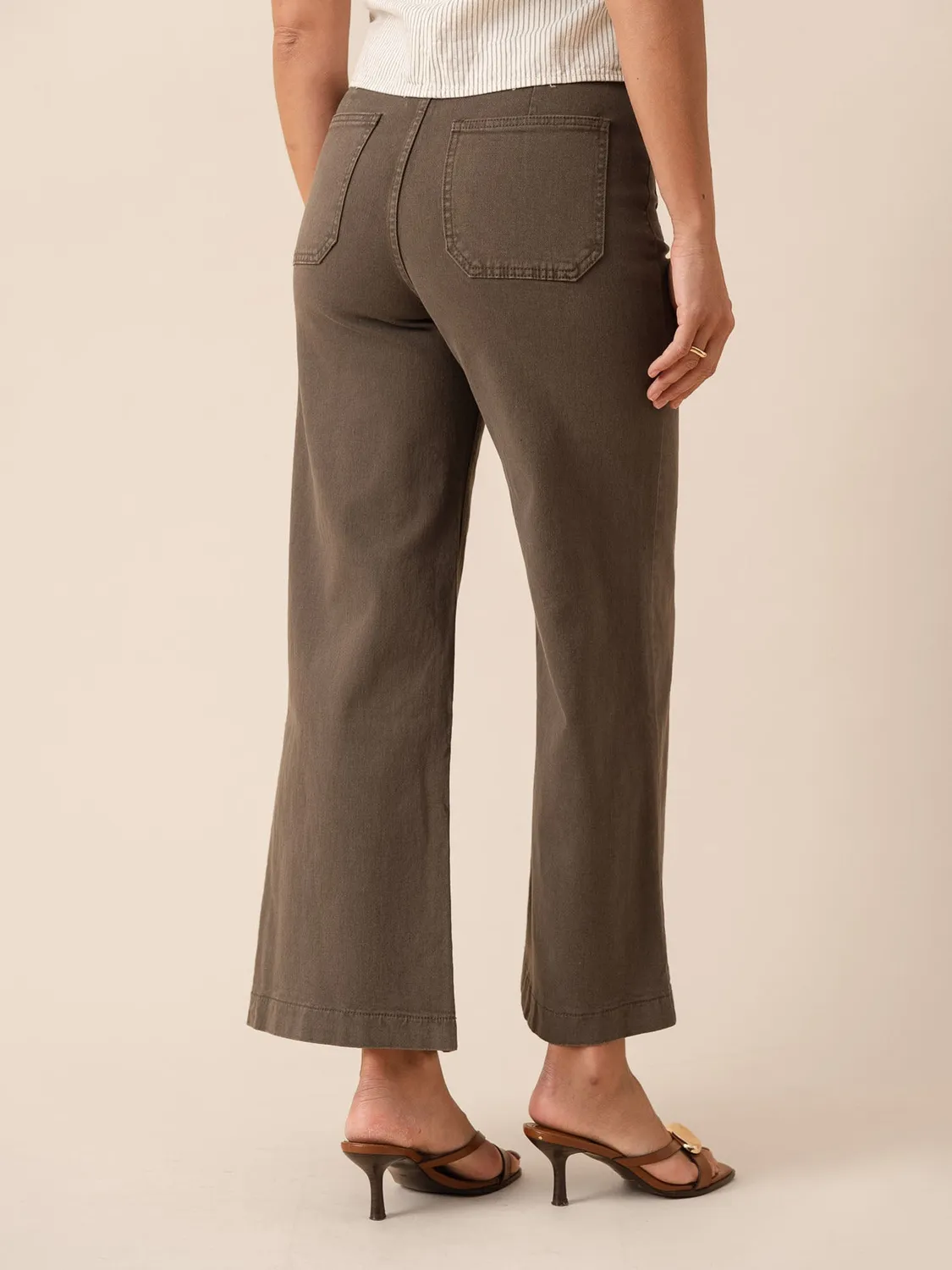 Oraije Violette jeans wide kaki tasche applicate