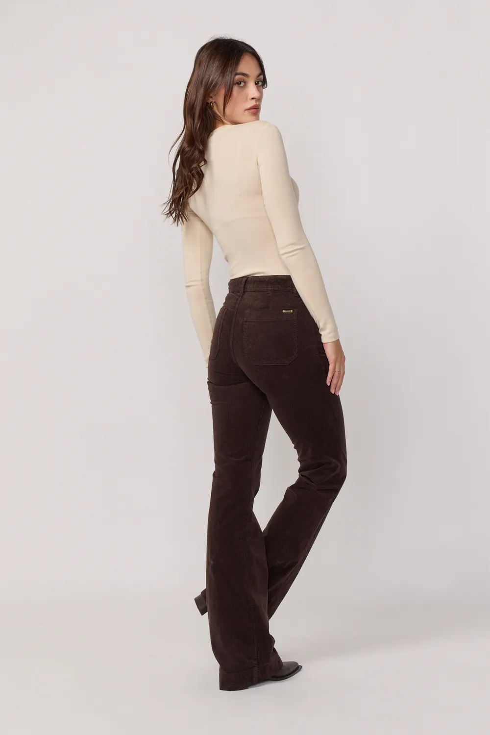 Acquaverde Charlotte pantalone Brown bootcut velluto