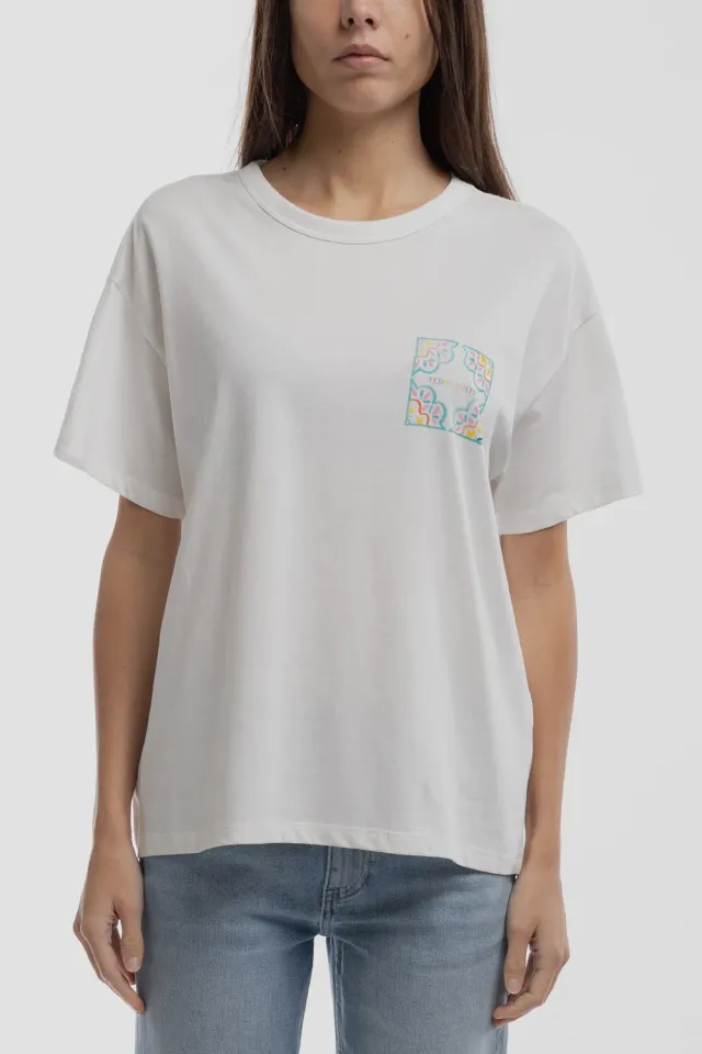 Teddy Smith T-Mosaique MC t-shirt oversize bianca donna