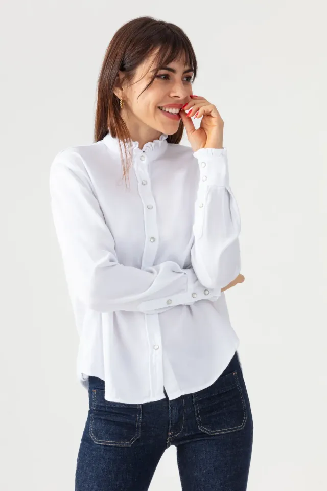 Acquaverde Gaby camicia bianca White collo vittoriano