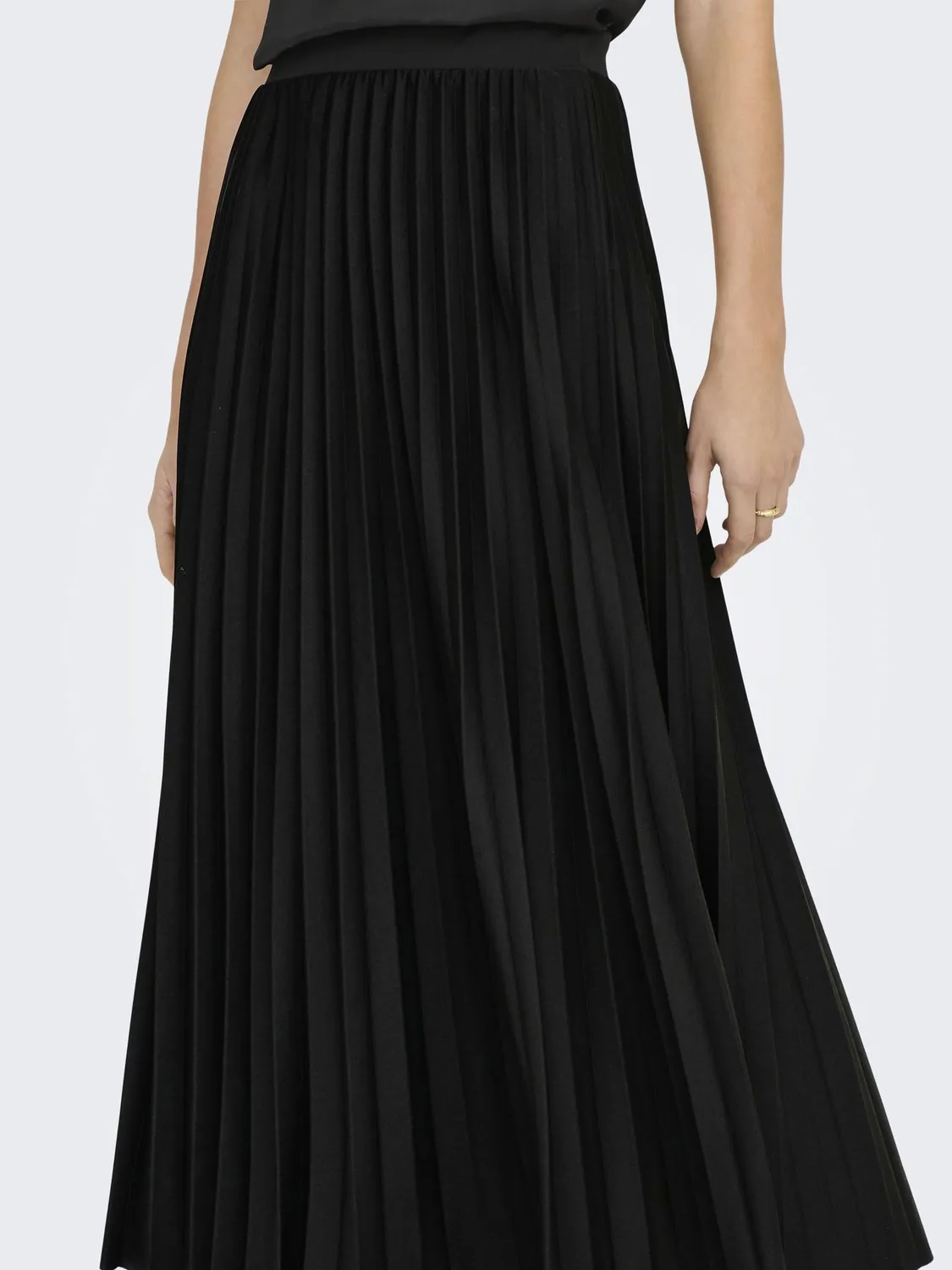 Only Newmelisa Plisse Gonna Donna Jersey Svasata Nera