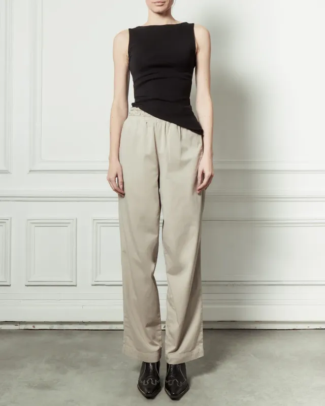 acquaverde Saphir pantaloni gabardine beige vita alta