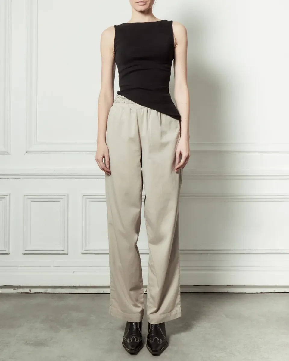 acquaverde Saphir pantaloni gabardine beige vita alta