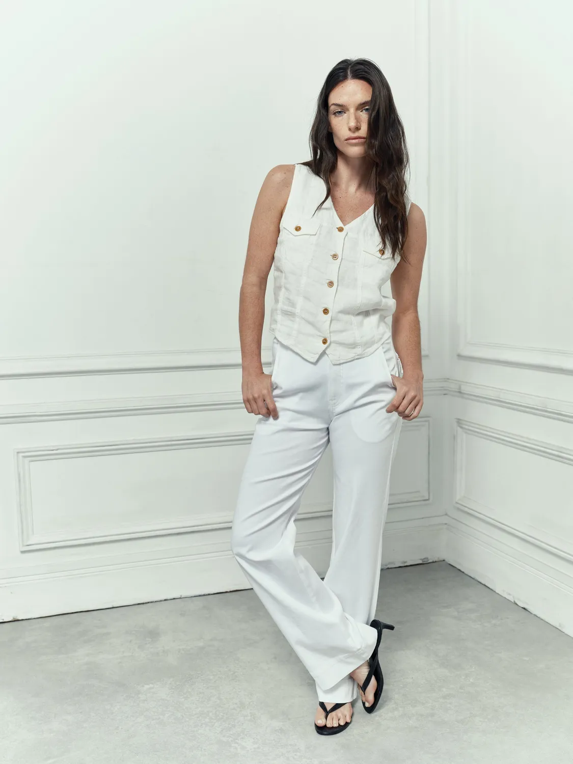 Acquaverde Paltrow Long pantaloni White gabardine