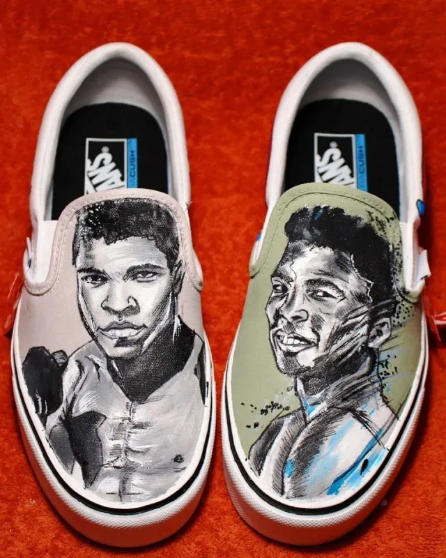 Never Say Never Vans Slip-On Muhammad Ali scarpe dipinte a mano