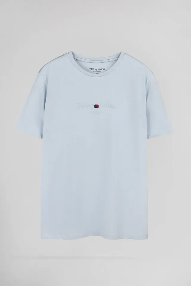 Teddy Smith T-Jim MC t-shirt uomo azzurro cotone