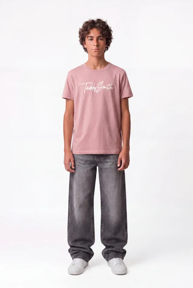 Teddy Smith T-Evan MC JR t-shirt bambino rosa wood rose