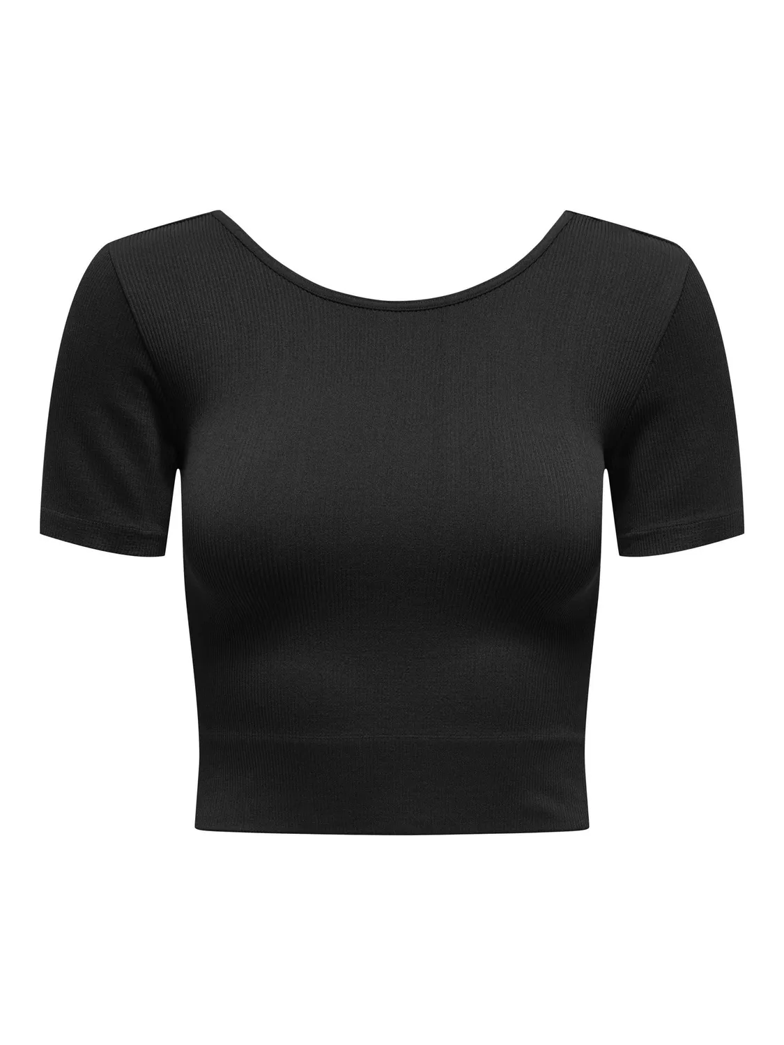 ONLY Onpjaia Life Top Crop S-M sportivo nero cuciture
