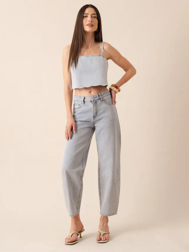 Oraije Bony jeans barrel blu chiaro