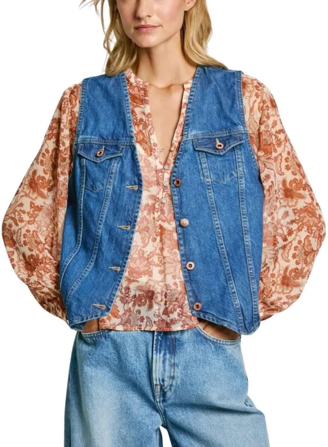 Pepe Jeans Maeve Gilet Donna M Blu Denim