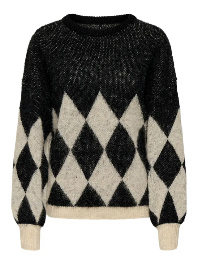 ONLY Onlnoeme Jq LS Life O-Neck Knt maglione jacquard